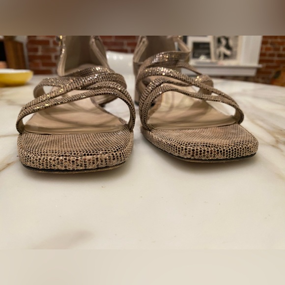 Sesto Meucci Strappy Square Toe Heeled Sandal in Metallic Snakeskin Print 8.5N - Picture 8 of 9